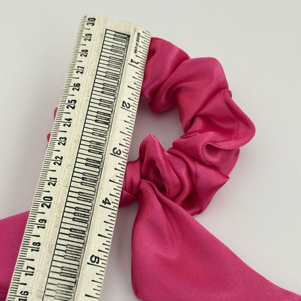Luxury Hot Pink Satin Bow Scrunchie Handmade – Statement Hair Accessory - Picture 5 of 16